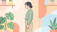 朝食の支度をしている間、このポーズをキープしています。お腹や腕の引き締めに役立ち、姿勢も良くなります